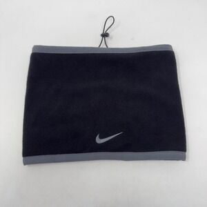 Nike Reversible Fleece Neck Warmer Gaiter Black Grey Waffle Grid Adjustable